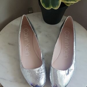 Calvin Klein Metallic Silver Flats